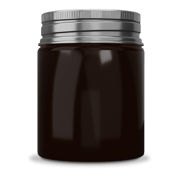 Amber Glass Wide Mouth Jars with Silver Lids 180ml