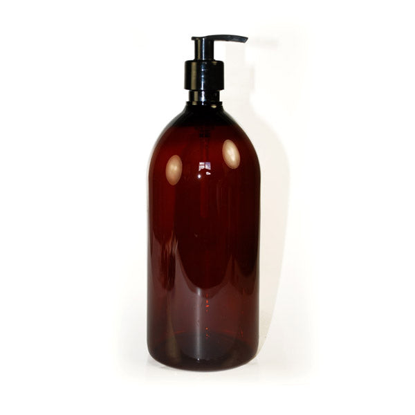 Plastic Amber (PET) Bottles with Pump Tops 1000ml
