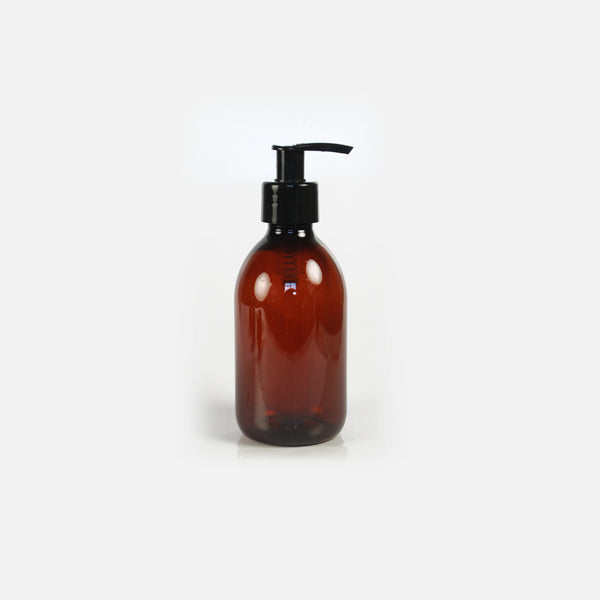 Plastic Amber (PET) Bottles with Pump Tops 250ml
