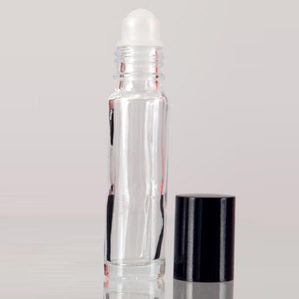 Clear Glass Roll On Bottles with Plastic Roller 10ml
