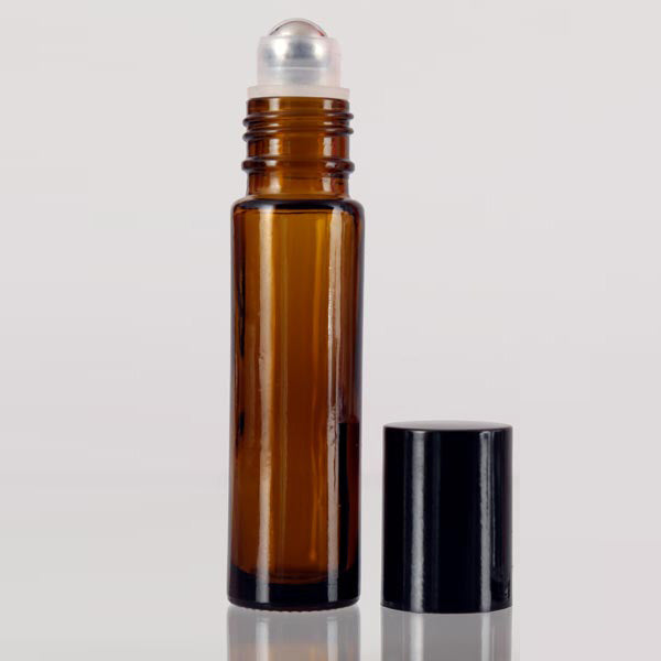 Amber Glass Roll On Bottles with Metal Roller 10ml