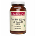 Baldwins Calcium 600mg With Vitamin D 200 Iu 100 Softgels