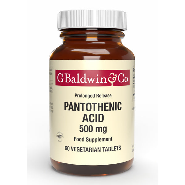 Baldwins Pantothenic Acid 500mg (prolonged Release) 60 Vegetarian Tablets