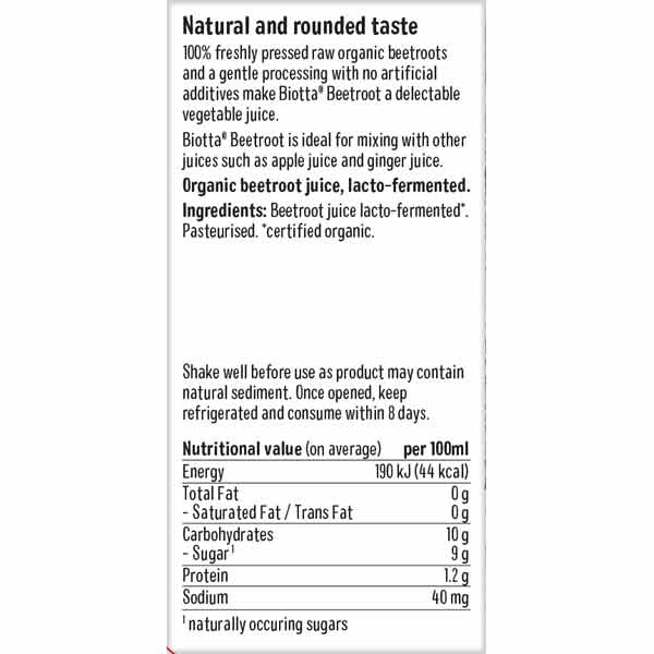 Biotta Organic Beetroot Juice 500ml