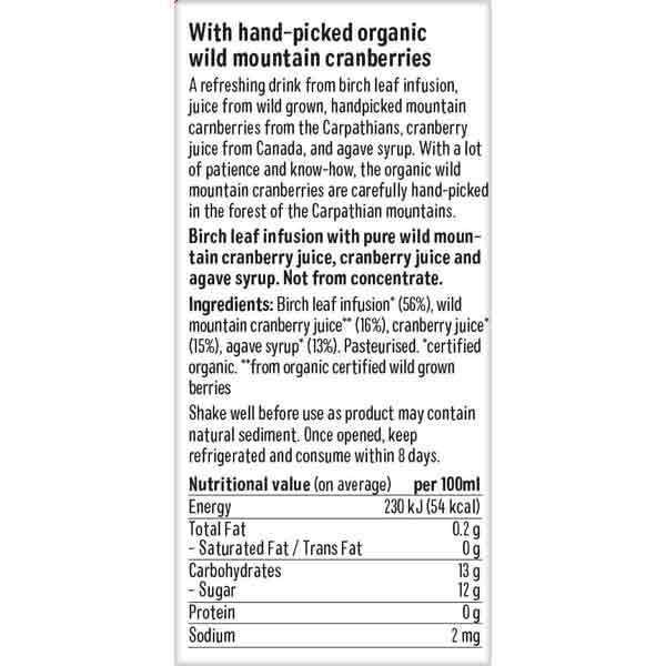 Biotta Organic Wild Mountain Cranberry 500ml