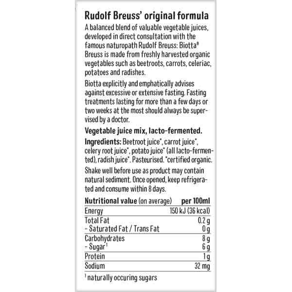 Biotta Organic Breuss Vegetable Juice Mix 500ml