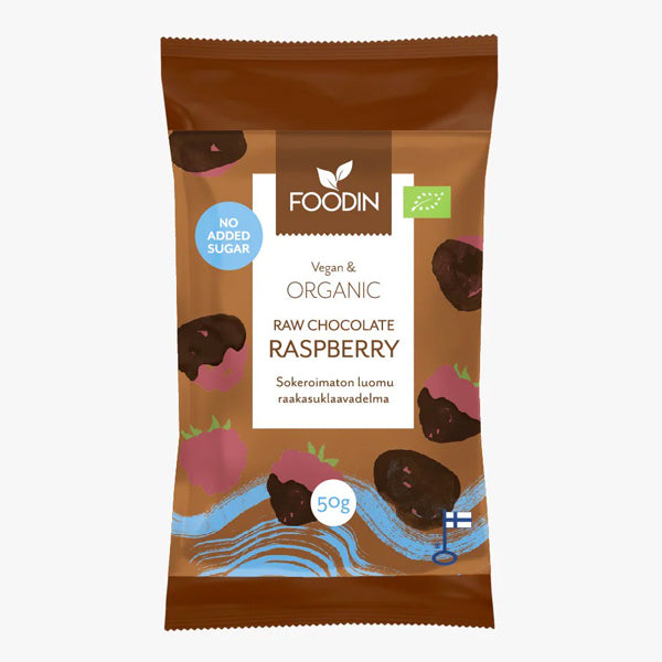 Foodin Organic Raw Chocolate No Added Sugar Raspberry 50g