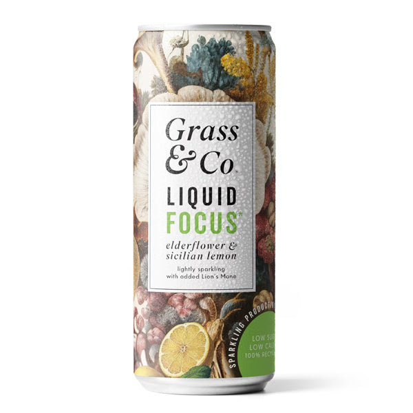 Grass & Co. Liquid Focus Elderflower & Sicilian Lemon with Added Lion's Mane 250ml