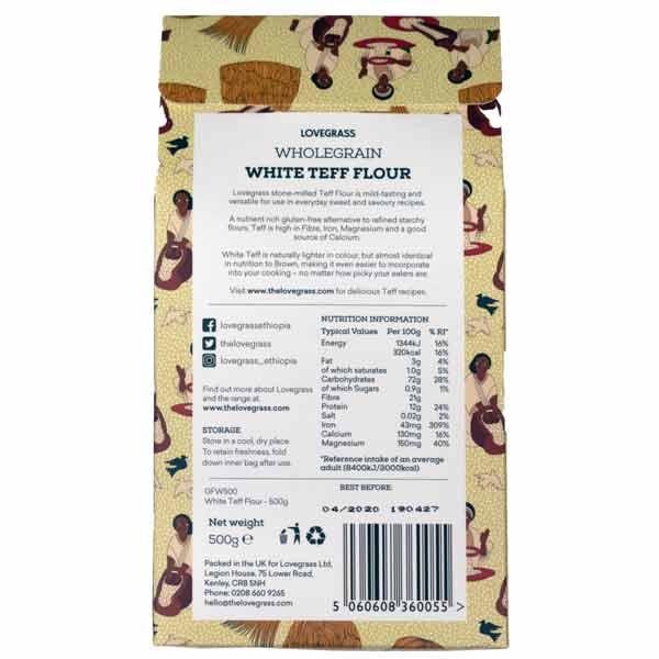 Lovegrass Wholegrain White Teff Flour 500g