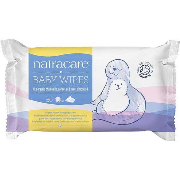 Natracare - Baby Wipes with organic Chamoile, Apricot and Sweet Almond oil 50 wipes