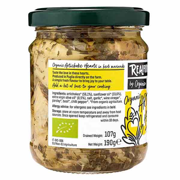Organico Artichoke Hearts 190g
