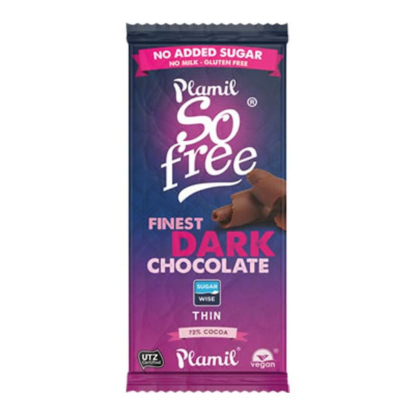 Plamil So Free Finest Thin Dark Chocolate No Added Sugar 80g