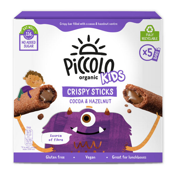 Piccolo Organic Cocoa & Hazelnut Crispy Sticks 5x25g