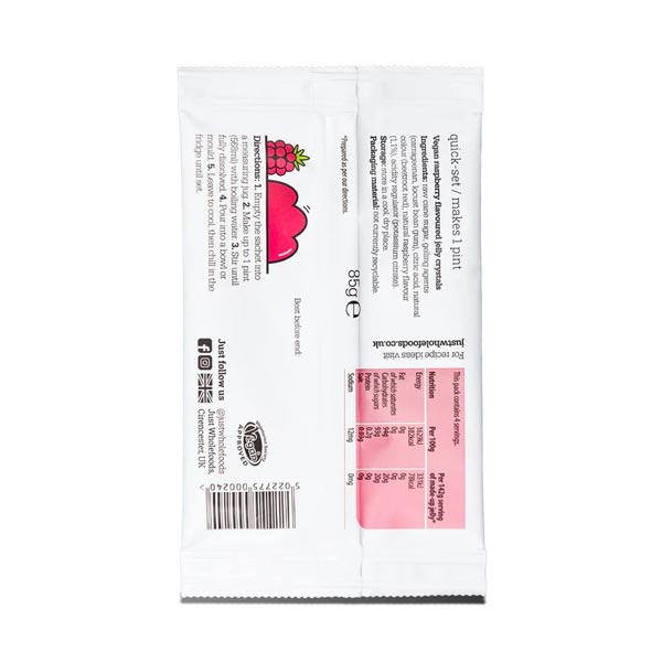 Just Whole Foods Vegetarian Raspberry Jelly Crystals 85g