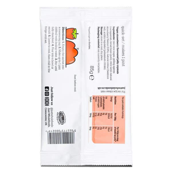 Just Whole Foods Vegetarian Strawberry Jelly Crystals 85g