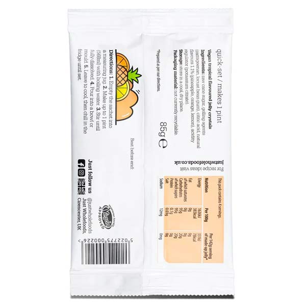Just Whole Foods Vegetarian Tropical Fruits Jelly Crystals 85g