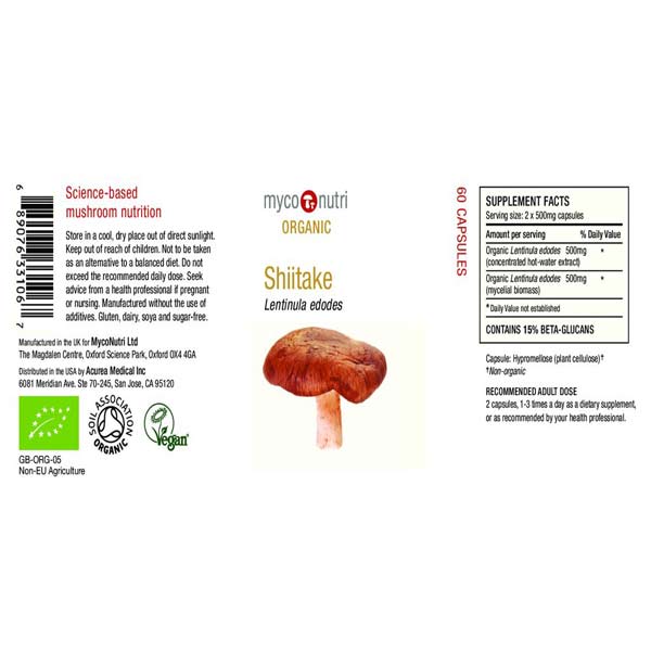 Myconutri Organic Shiitake Mushroom 60 Capsules