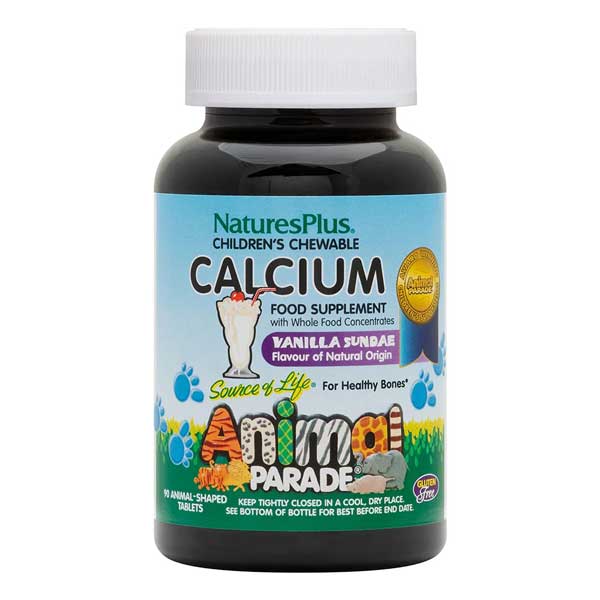 Natures Plus Animal Parade Chewable Calcium Vanilla Sundae Flavour 90 Tablets