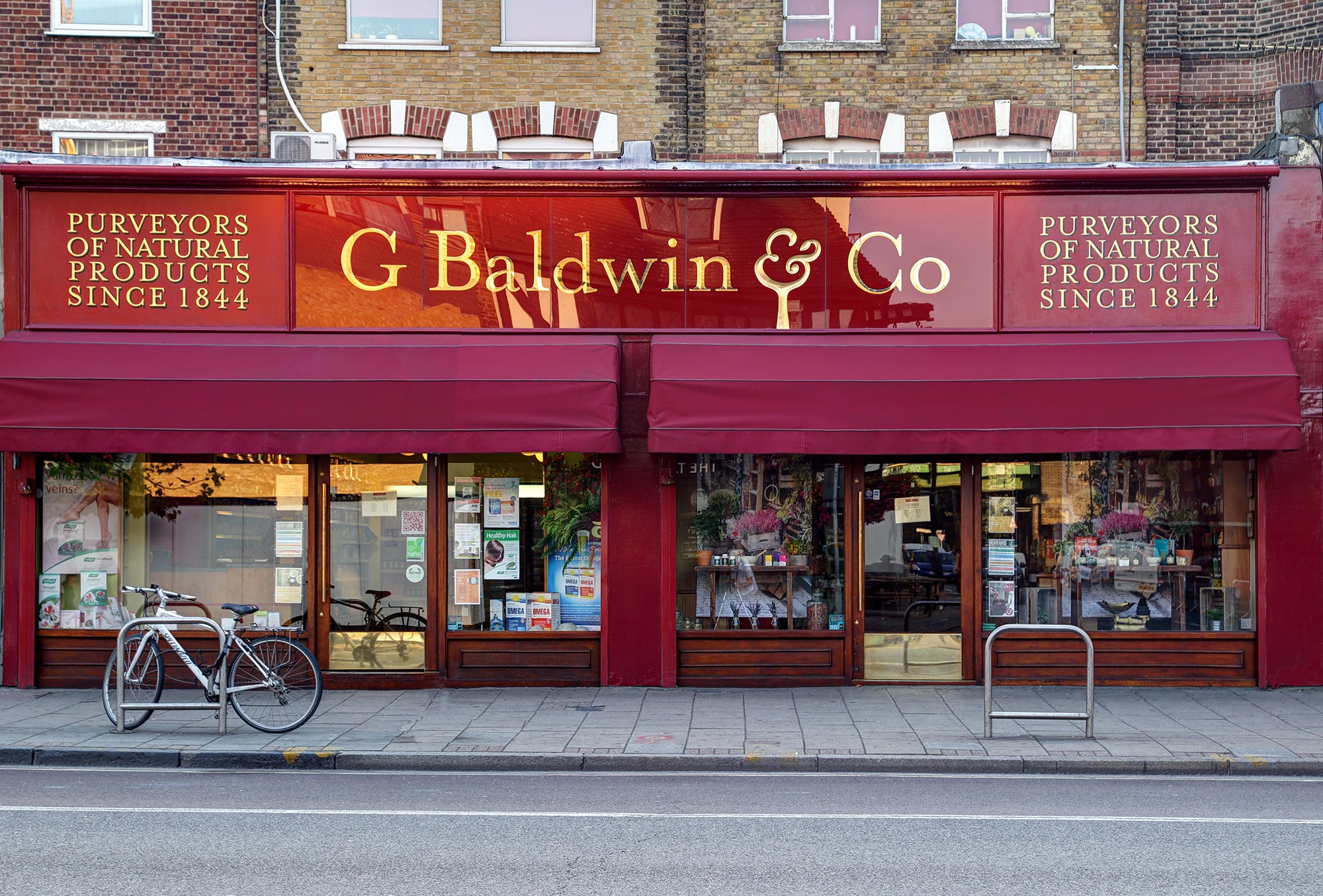 Image of G Baldwin & Co storefront, purveyors of natural products since 1844
