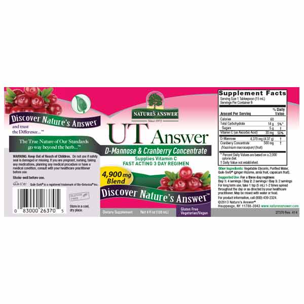 Natures Answer UT Answer D-Mannose & Cranberry Concentrate 120ml