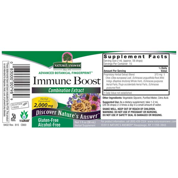 Natures Answer Immune Boost Alcohol Free Fluid Extract 30ml