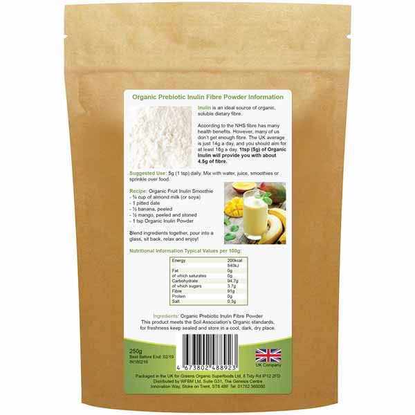 Golden Greens Organic Inulin Powder 250g
