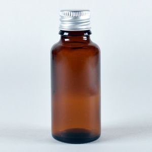 Alpha Amber Glass Bottles with Silver Cap 25ml