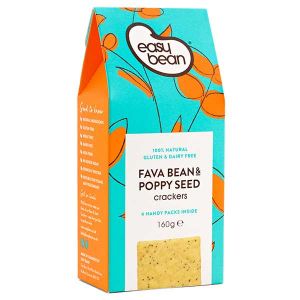 Easy Bean 100% Naturally Gluten & Dairy Free Fava Bean & Poppy Seed Crackers 160g