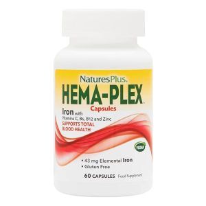 Natures Plus HemaPlex Iron Supplement with Synergistic Cofactors 60 Vegetarian Capsules