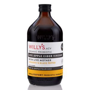Willy's Organic Apple Cider Vinegar Tumeric and Blacker Pepper with Raw Honey 500ml