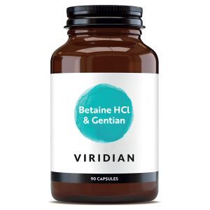 Viridian Betaine HCl & Gentian 650mg 90 Vegetarian Capsules