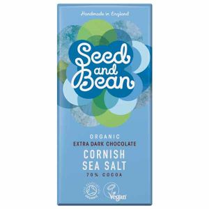 Seed & Bean Organic Fairtrade Cornish Sea Salt Extra Dark Chocolate Bar 85g