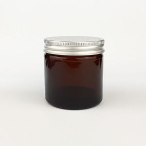 Amber Glass Wide Mouth Jars with Silver Lids 30ml
