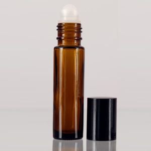 Amber Glass Roll On Bottles with Plastic Roller 10ml