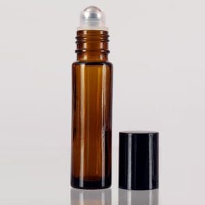 Amber Glass Roll On Bottles with Metal Roller 10ml