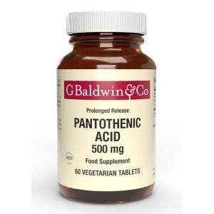 Baldwins Pantothenic Acid 500mg (prolonged Release) 60 Vegetarian Tablets