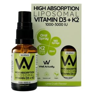 Well Actually Liposomal D3+K2 3000IU Oral Spray Lime Crush 25ml