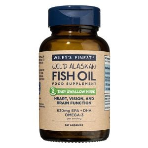 Wiley's Finest Wild Alaskan Fish Oil Easy Swallow Minis 630mg EPA+DHA 60 Softgels