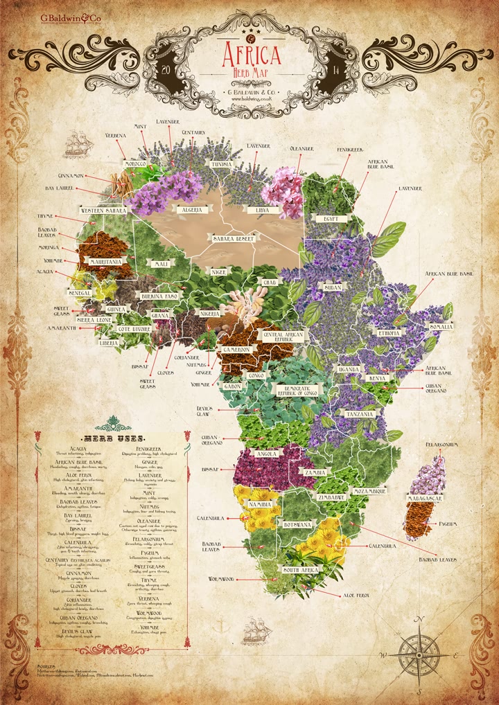 The Baldwins Herb Map Of Africa - Download & Share