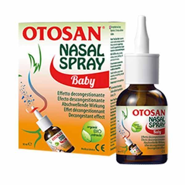  Otosan Nasal Spray Baby bottle and packaging, designed for decongestion with organic components, 30ml.