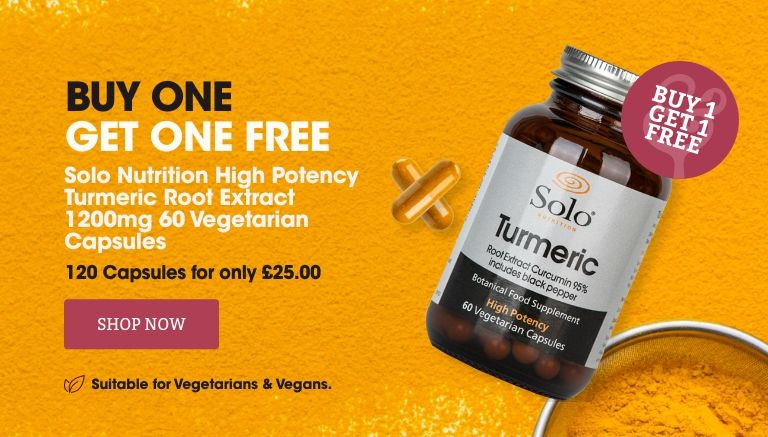 Buy One Get One Free Solo Nutrition High Potency Turmeric Root Extract 1200mg 60 Vegetarian Capsules